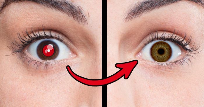 يمكننا تحرير وإصلاح العيون الحمراء في الصورة بإستخدام برنامج بيت العلم