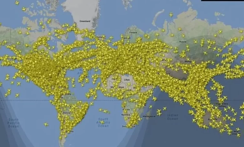 موقع حركة الطائرات حول العالم خلال 24 ساعة