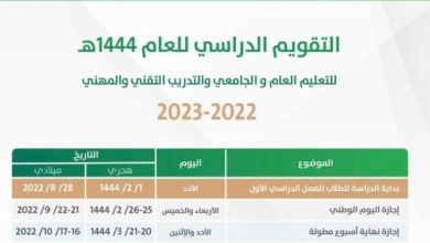 التقويم الدراسي لعام 1445 pdf في السعودية