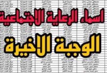 أسماء المشمولين بالرعاية الاجتماعية